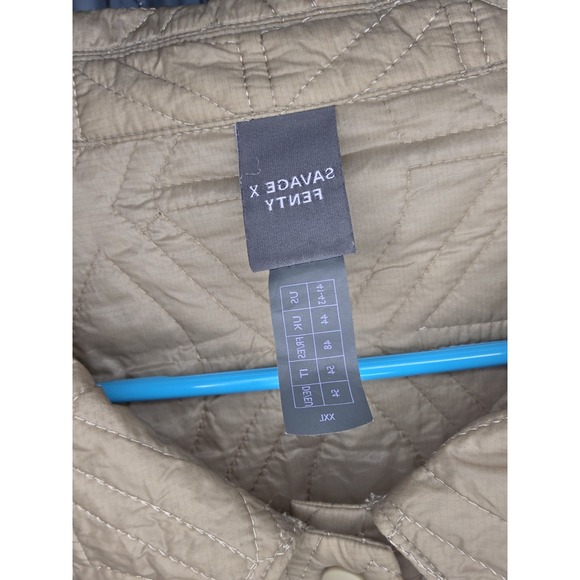 Savage x Fenty Men's Woven Geometric Quilted Jacket Stone Beige Brown Size XXL - Picture 5 of 7